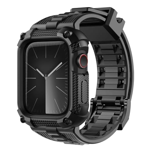 Fullmosa Coque de Protection et Bracelet 44mm/45mm Compatible Apple Watch SE 3/2/1 Série 9/8/7/6/5/4, Bracelet Robuste avec Coque pour Apple Watch 44mm/45mm, Noir