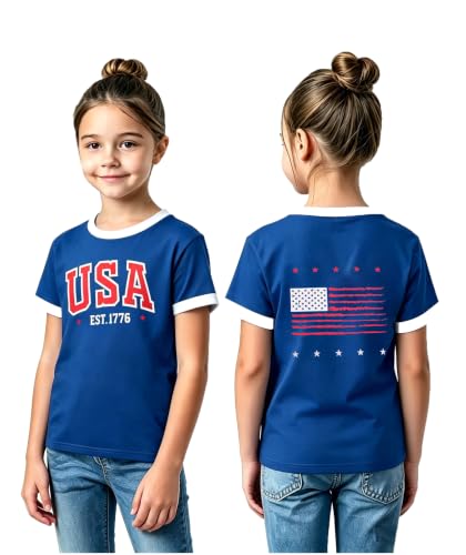 Image of Kids 250th Anniversary USA Shirts Boys Girls USA Shirt 4th of July Outfits Cute Patriotic Top