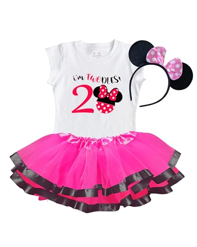 Image of Luke and Lulu Birthday Girl Shirt - 2nd Birthday Outfit Girl - Toddler & Kids 2 Year Old Outfit - Cute Ears & Bow Design