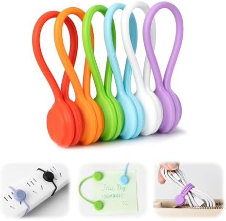 （03:30時点） ケーブルクリップ コードクリップ マグネット 【利便性UP・多機能実現】 ケーブル クリップ コード ケーブルホルダー マグネット ケーブルクリップ 配線整理グッズ ケーブル 磁石 収納 固定 まとめる 束ねる 巻き取り USB type-c きつく締める 紛失防止 配線まとめ 車 机 卓上 適用 繰り返し使用可能 (01.虹色・Mサイズ, 6個入り)