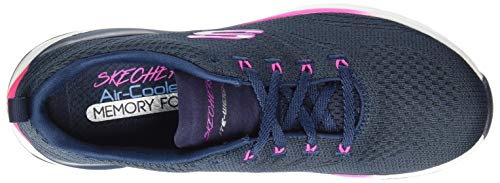 Skechers Ultra Groove Pure Tênis Feminino, 36, Azul Escuro/ Rosa Choque