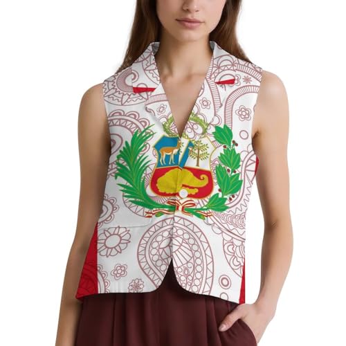 Peruvian Flag Paisley Pattern Funny Women's Suit Vests Casual Formal Dress Vest Business Waistcoat