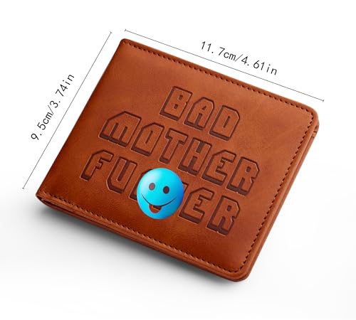 Embroidered Bad Mother fker Leather Wallet bad mother f ker wallet leather(brown)4