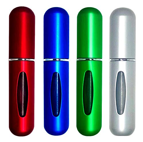 Portable Mini Refillable Perfume Atomizer Bottle, 5ml Atomizer Perfume Bottle, Refillable Perfume Spray, Scent Pump Case, Perfume Atomizer Refillable Travel 4 Pack