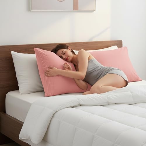 Image of Elegant Comfort Luxury Ultra-Soft 1-Piece Body Pillowcase - 1500 Premium Hotel Quality Microfiber Double Brushed - Wrinkle Resistant, Body Pillowcase Size, Dusty Rose