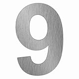 Schrifthöhe: 17 cm Hausnummer Edelstahl Zahl 9 Neun Höhe 170 mm Edelstahl Hausnummer incl. Silikon