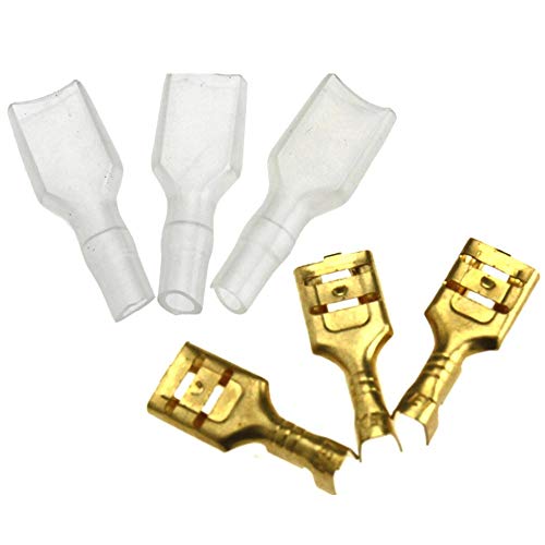 200 stück Kabelstecker Set Crimpverbinder 6.3mm Flachsteckhülsen Flachstecker Spade Kabelschuhe Sleeve Cover