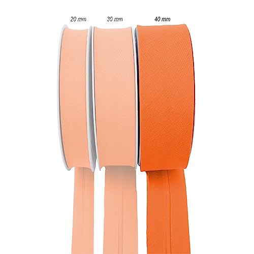 TEXTEX = 40mm Wide Bias Binding Tape. 50% Cotton and 50% Polyester. 10m Piece - (Orange) - Image 2
