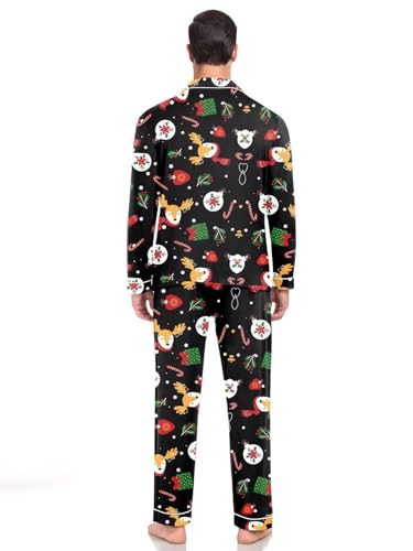 Matching Christmas Pajamas Couples Modal Pajama Set Long Sleeve Pjs Button Up Sleepwear Soft Loungewear S-XXL2