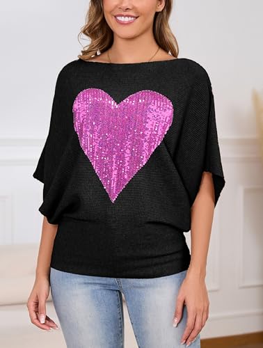 Image of MAKARTHY Womens Batwing Sleeves Knitted Dolman Pullovers Boat Neck Tops Sweatershirts