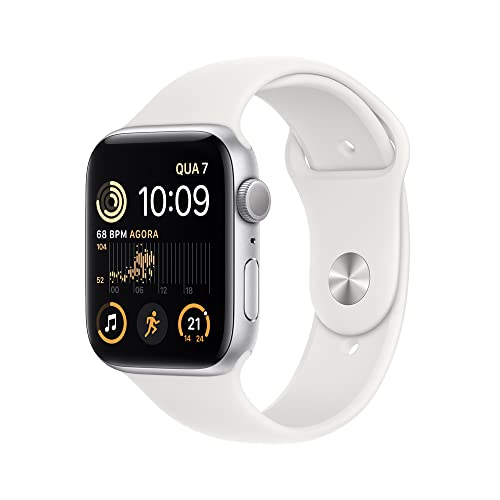 Apple Watch SE (2a geração) GPS, Smartwatch com caixa prateada de alumínio – 44 mm • Pulseira esport