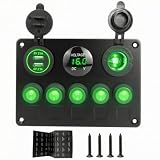 Mqetly Pulsantiera con 5 Interruttori LED, Verde, Verde