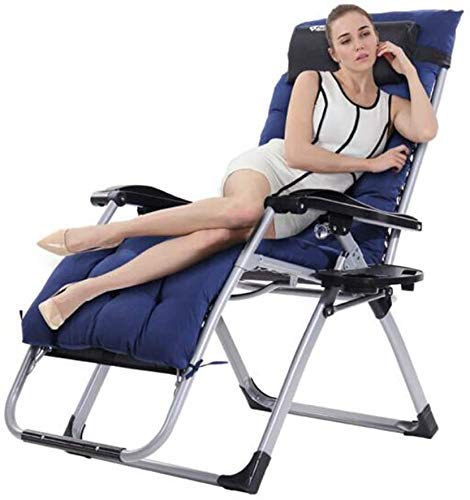 Chaise longue de jardin pliable inclinable réglable extra large confortable bleue