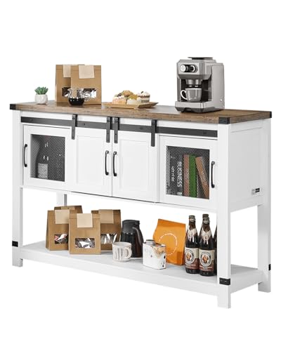 VEVOR Meuble de bar à café, 120 x 39,8 x 83 cm, armoire de bar à café avec rangement à 4 niveaux, table basse avec portes de grange, buffet pour salle à manger,...