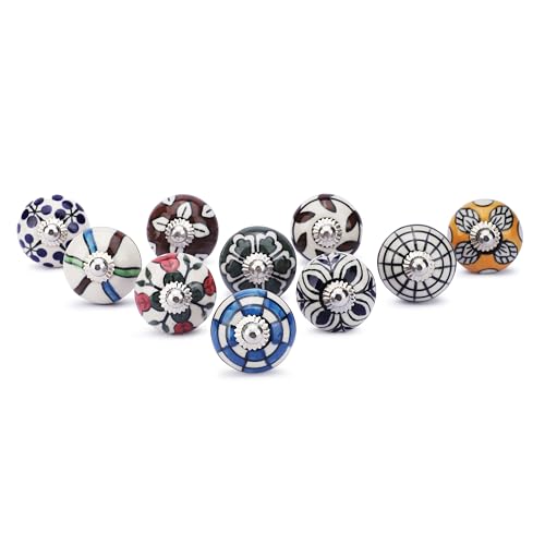 【ELEGANTI E DECORATIVE】: Aggiungi un tocco audace a qualsiasi spazio con queste eleganti manopole in ceramica con stampe multicolori, ideali per esaltare la bellezza di armadi, cassetti e mobili con un fascino artigianale.