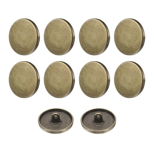 QUARKZMAN Botones Metálicos Redondos Planos, 10Pcs 32L 20mm Bontones de Aleación, Reemplazo para Trajes, Abrigos de Lana, Camisas y Pantalones, Manualidades de Costura, Bronce