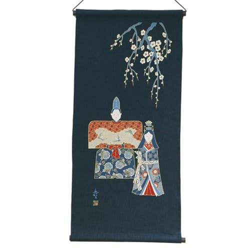 丸全 タペストリー 綿大判タペストリー (紙管セット) 立雛 約46×98cm 日本製 M-12