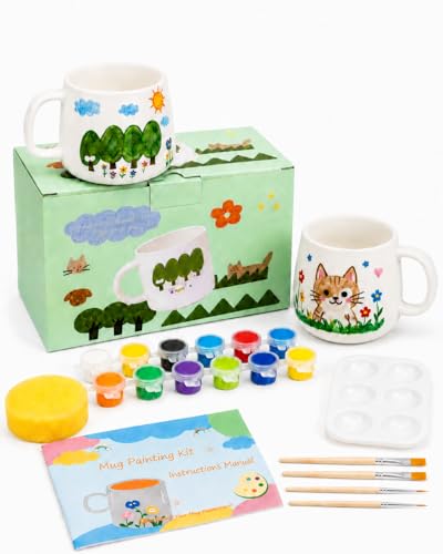 snugget Pottery Painting Kit DIY Mug Painting Kit Paint Your Own Mugs Set Pottery Painting Kits for Adults DIY Mug Painting Kit for Beginners Creative Craft Gift for Friends Birthdays