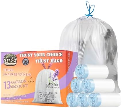 MAGO FAMILY MAGIC 13 Gallon Trash Bags, Tall Kitchen Drawstring T...