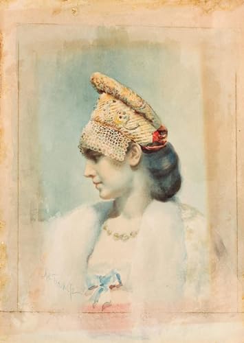 Tableau portrait fille kokoshnik Leon Bakst rompre la monotonie d'un mur de chambre