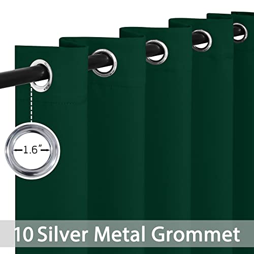 Yakamok Blackout Curtains Room Darkening Thermal Insulated Window Panels,Solid Grommet Top Drapes for Bedroom/Living Room(62Wx63L, Dark Green, 2 Panels)