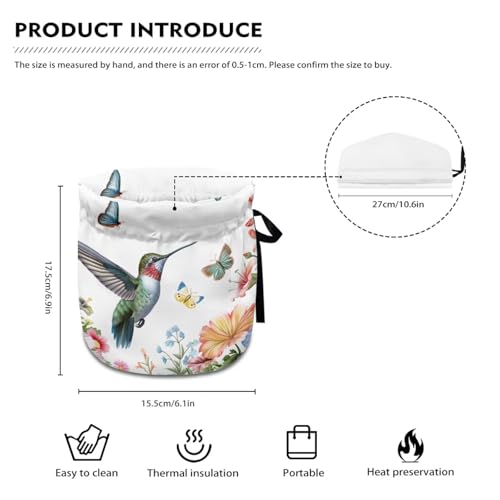 Image of Hummingbird Butterfly Tea Cosy, Scratches-Proof Insulated Kitchen Teapot Dust Cover with Drawstring, Tea Pot Cozy Breakfast Warmer for Home Kitchen Table Decoration