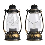 2 Stück Led Laterne Outdoor Laterne Wetterfest, Vintage Laternes Outdoor, Retro Led Sturmlampe, Mit Tragegriff, Variable Dimmereinstellungen, Für Zelte, Garten, Wandern, Angeln, Rucksackreisen