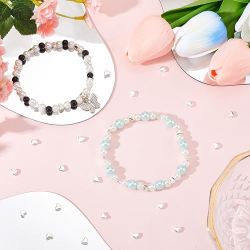SOFPLATE 1 Box 500Pcs Metal Heart Beads Silver Love Spacer Bead Bulk Alloy Small Hole Valentine's Day Love Hearts Spacers Charm Loose Beads for Bracelets jewellery Making Necklace Earrings DIY Crafts - Image 4