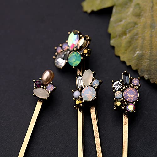 8Pcs/4Pairs Vintage Hair Pins For Women Retro Bobby Pins Hairpins For Women Ladies And Girls Rhinestone Hair Clips Headwear Decorative Styling Tools Hair Accessories #TOP2