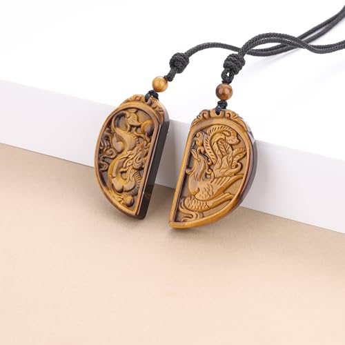 COAI Genuine Stone Phoenix Dragon Matching Couple Necklaces3