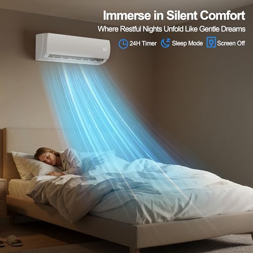 Image of 18000 BTU Mini Split AC /Heating System,19 SEER2 208 /230V Energy Efficient Ductless Inverter System,Cools Up to 1250 Sq.Ft with Pre-Charged Condenser,Heat Pump & Installation Kits