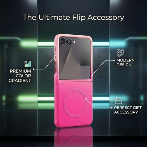 Image of amazon basics Gradient Mag-Safe Case for Samsung Galaxy Z Flip 7 5G | Soft Silicone Shockproof Cover with Camera Protection | Slim Lightweight Design | Smooth Touch & Durable - Light and Dark Pink