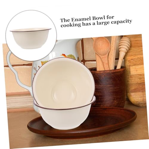 Cabilock Tazón Esmaltado Retro Blanco Marfil para Cocina miniatura 4