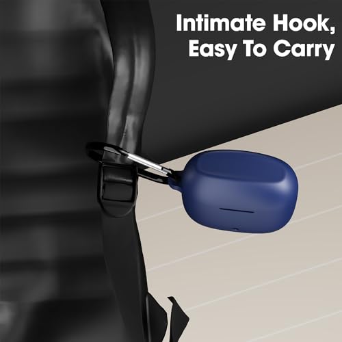 Image of Sounce Earphone Case Cover Compatible for Boat Airdopes 200 Plus, Soft Silicone Skin Case Cover Shock-Absorbing Protective Case with Keychain - Blue