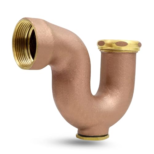 Highcraft 4346NY Regular Trap with Drain Plug for Tubular Drain Applications, 1-1/2 in. x 1-1/4 in., Brass