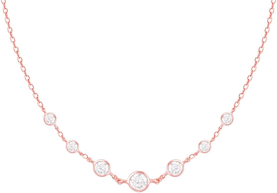 925 Silver Rose Gold Zircon Studded Necklace | Gifts for Women & Girls
