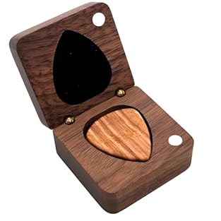 【Compact guitar pick holder for everyday use】 This guitar pick holder keeps your plectrums neatly stored and easy to access, helping guitar players avoid losing picks during practice, travel or daily use. 【Natural wooden plectrum holder with premium ...