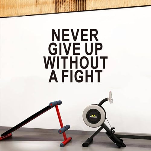 Inspirational Quotes Wall Stickers for Office: Gym Motivational Positive Vinyl Art Wall Stickers for Classroom School Home Wall Decor - Never Give Up Without A Fight 24" X 20"