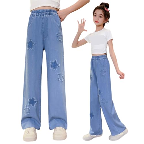 Jeans Pants for Girls Fashion Cute Embroidery Baggy Wide Leg Denim Pants Tween Girls Retro Washed High Waisted Jeans2