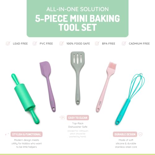 melii 5 Piece Real Mini Baking Tool Set, Cooking Tools for Kids - Image 2
