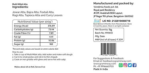 GRAMINWAY - from The Roots Healty and Tasty Multi Millet Atta/Flour 1kg - Image 5 thumbnail