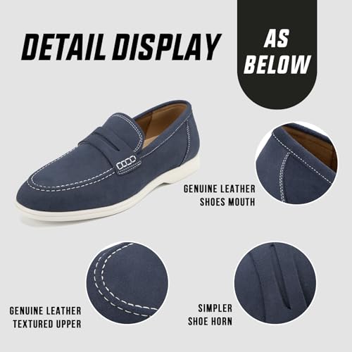Image of Meijiana Men's Genuine Leather Loafers Slip-On Moccasins Suede Dress Shoes, Lightweight and Breathable with Rubber Sole Stylish Mens Loafers
