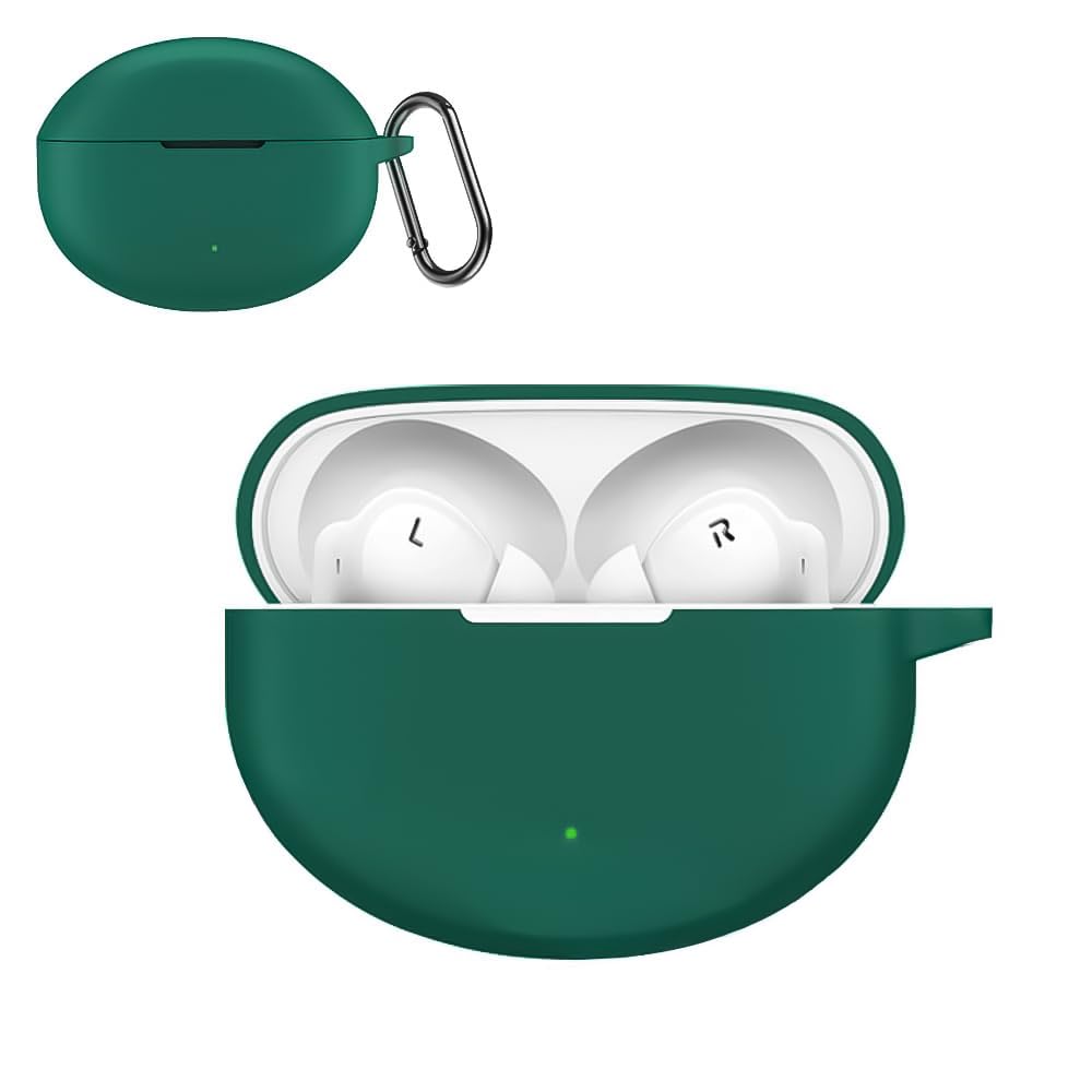 Dl3 Mobilak Compatible with OPPO Enco Air 4 Pro Case Cover, Soft Silicone Shockproof Protective Case Wireless Earbuds with Carabiner, Front LED Visible (Green)