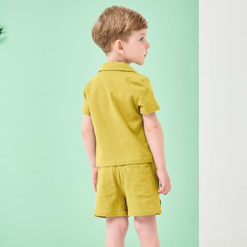 Volunboy Baby Boy Summer Clothes Cotton Linen Shorts Set Short Sleeve Button Down T-shirt Family Beach Outfits3