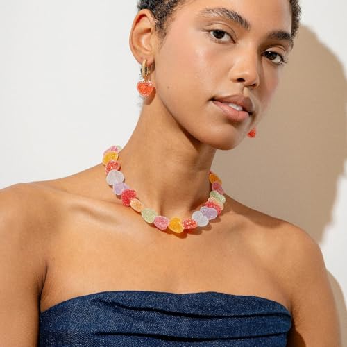 Collar de corazón de resina ajustable con colgante vibrante 5