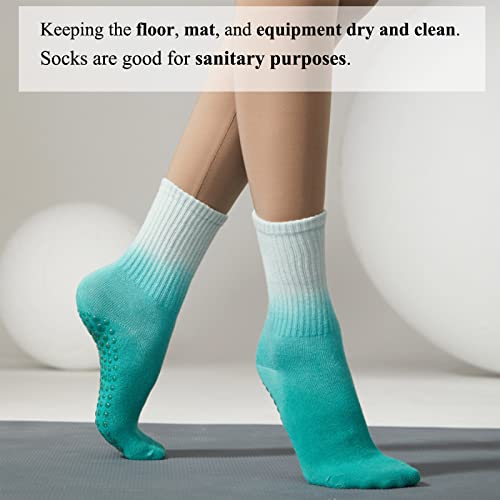 Image of FYOURH- Women Crew Yoga socks - 5 Pairs or 2 Pairs - Tie dye Socks for pilates - Non slip Crew Socks