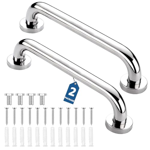 QMAHA 2 Piezas Agarraderas Baño para Mayores, 30cm Barra de Agarre de Acero Inoxidable, Antideslizante Agarrador Ducha Asa Seguridad Baño Asidero Ducha para Mayores, Niños, Discapacitado