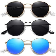 (3 Pack) Gold/Grey + Black/Grey + Gold/Blue