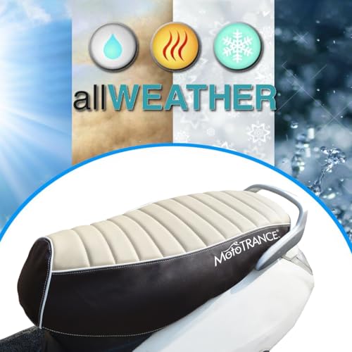Image of Mototrance Beige Brown | PU Leather Designer | Anti-Slip | Waterproof | Ergonomic Design | Custom Fit | Bike Scooty Seat Cover | MTSC-301-BEBR | Compatible with Bajaj Avenger 220 DTS-i