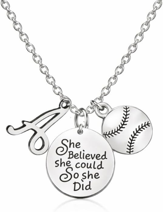 Personalized Softball Necklace, She Believed She Could So She Did Custom Softball Gift, Softball Pendent Jewelry, Softball Player Gift
